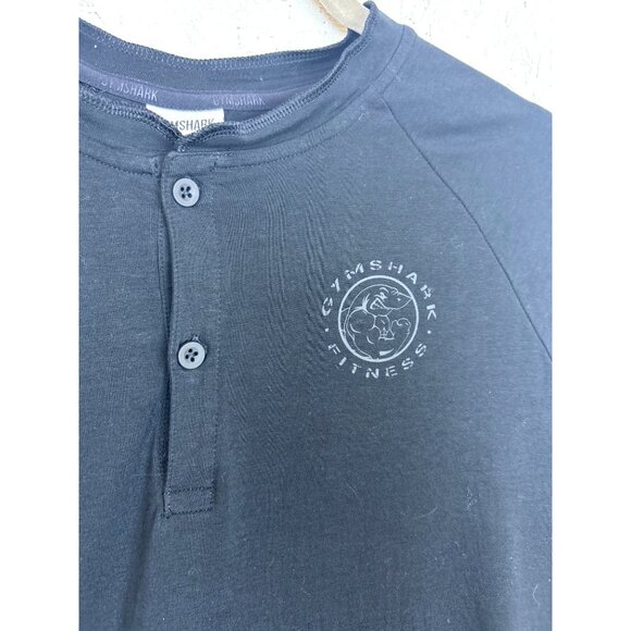 Gymshark Legacy Henley Men’s L Shirt Black 3/4 sleeve Athletic Casual Top - Picture 4 of 13